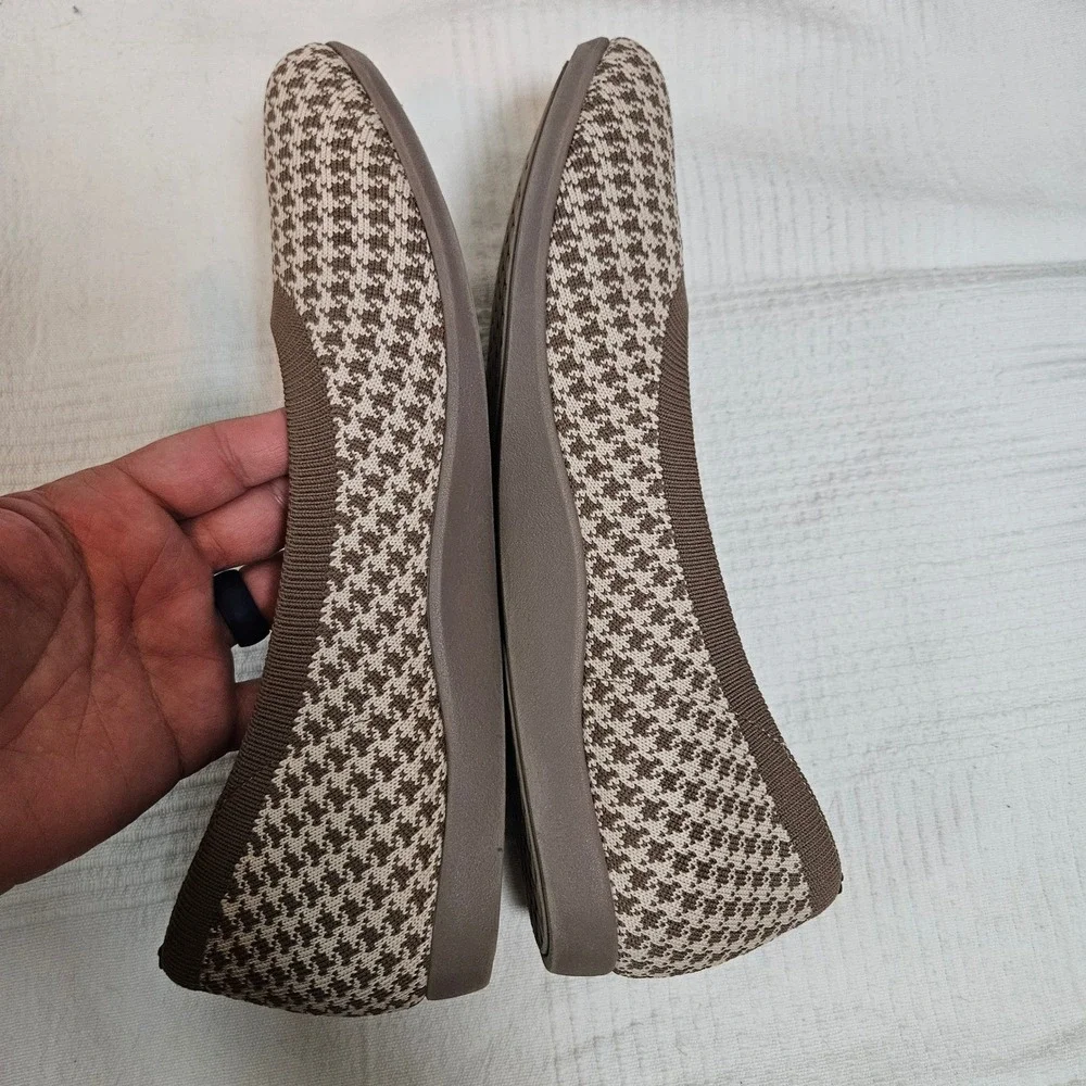 Vivaia‎ Clair Walker Houndstooth Flats Sz 42 10.5 Espresso Tan Ivory Shoes